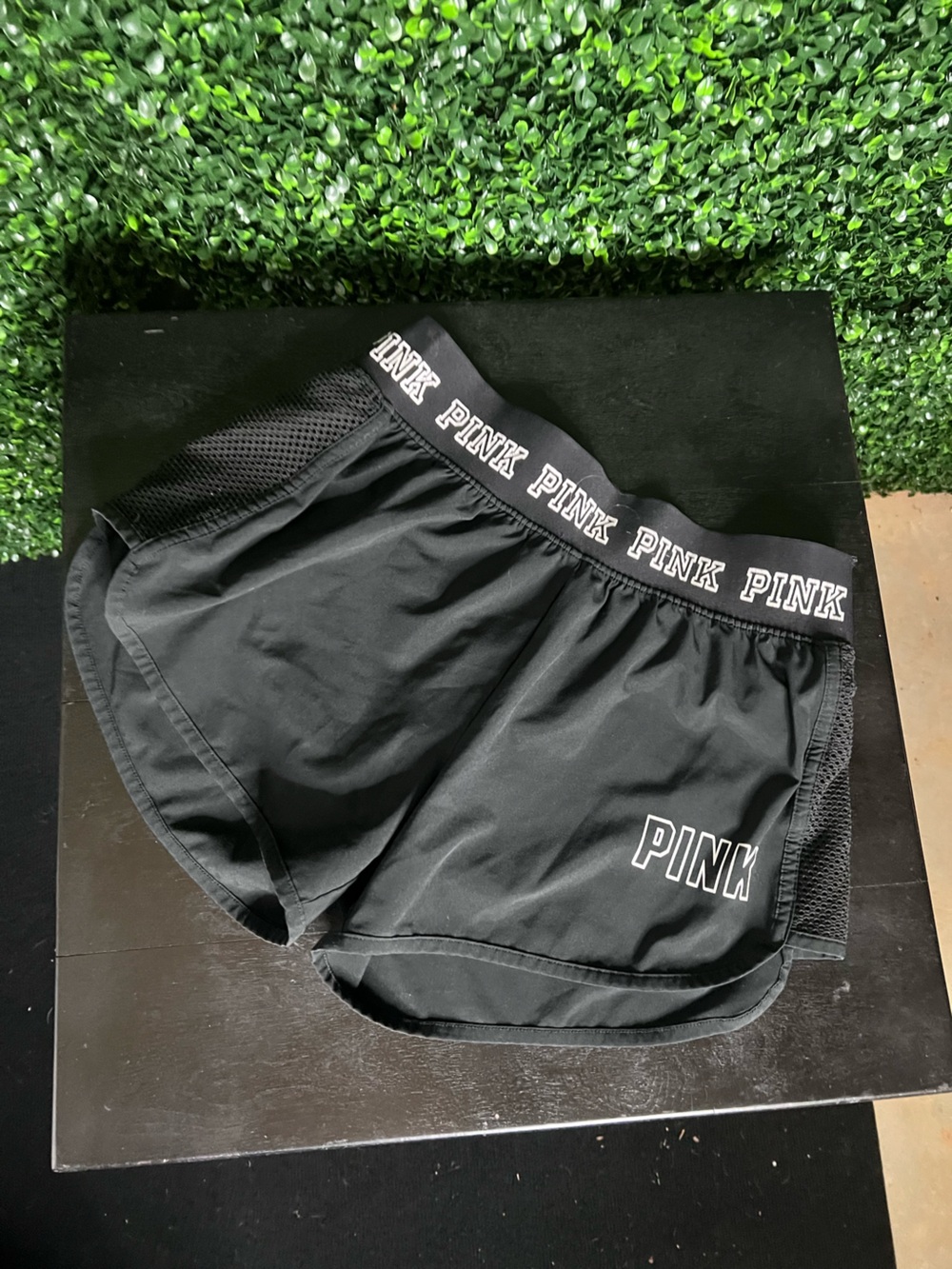 PINK Victoria's Secret Black Athletic Shorts with Logo Waistband